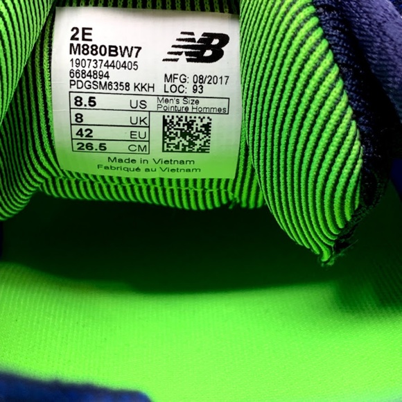 New Balance 880v7 Men's Blue Lime Running Shoes - Picture 7 of 8